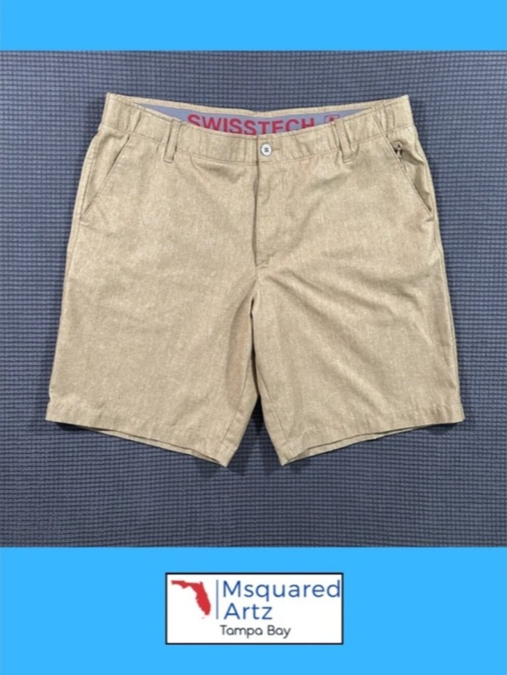 Swiss Tech Brown Heather Shorts Mens Size 36 Performance Stretch Casual